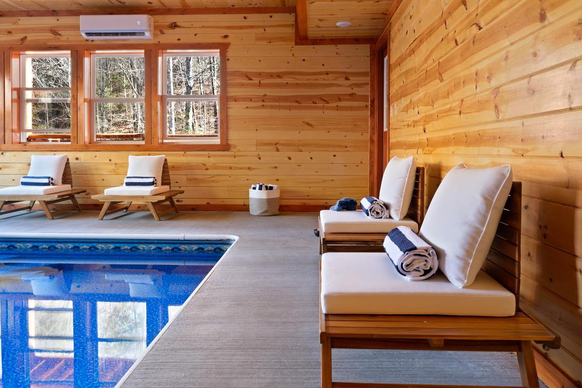 indoor pool at cabin rental by avantstay