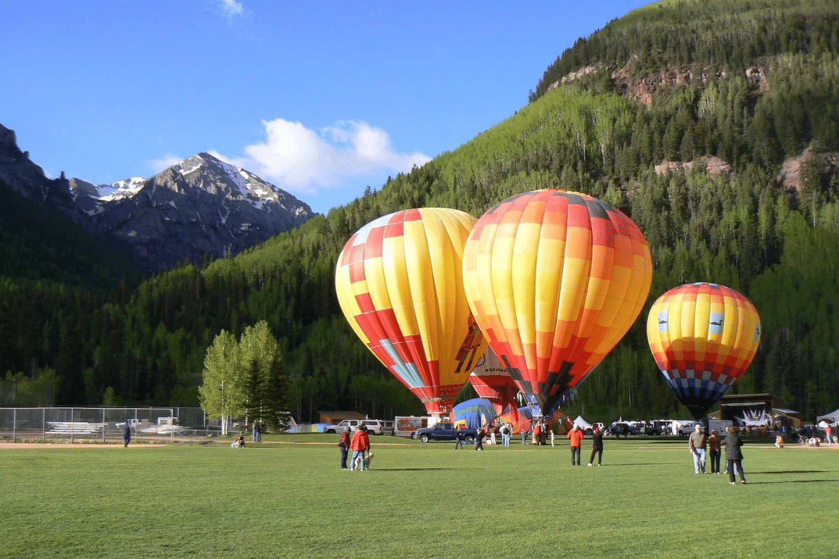 take a hot air balloon ride over Telluride Town Park