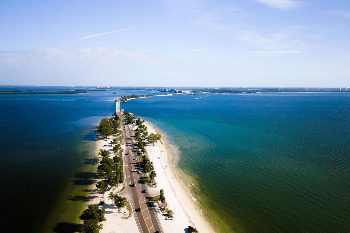 aerial shot at causeway islands park