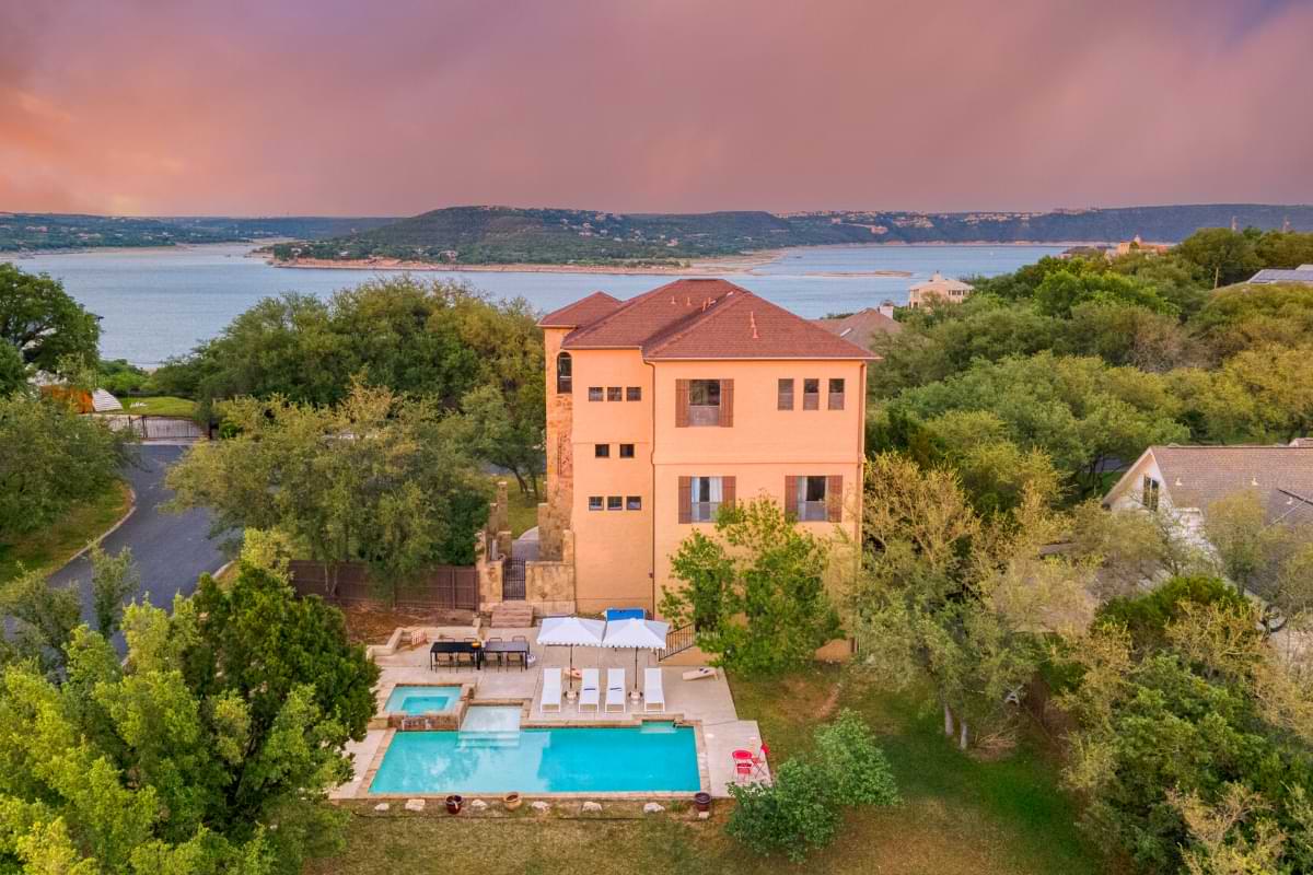 austin vacation rental with views of lake travis and a pool
