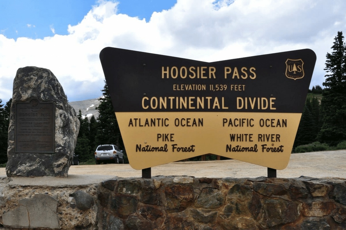 Entry sign for Hoosier Pass in Breckenridge