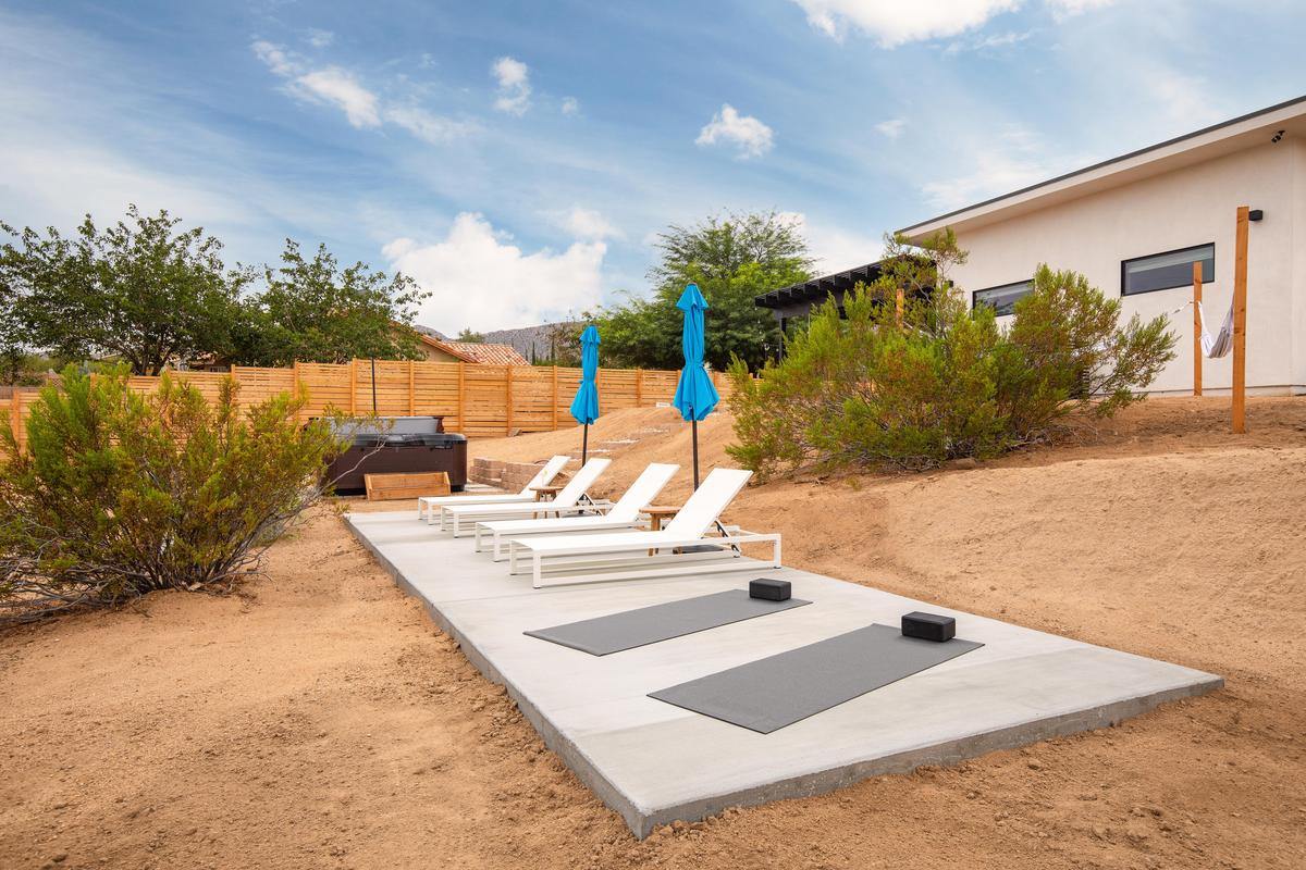 Outdoor yoga deck at AvantStay Joshua Tree vacation rental